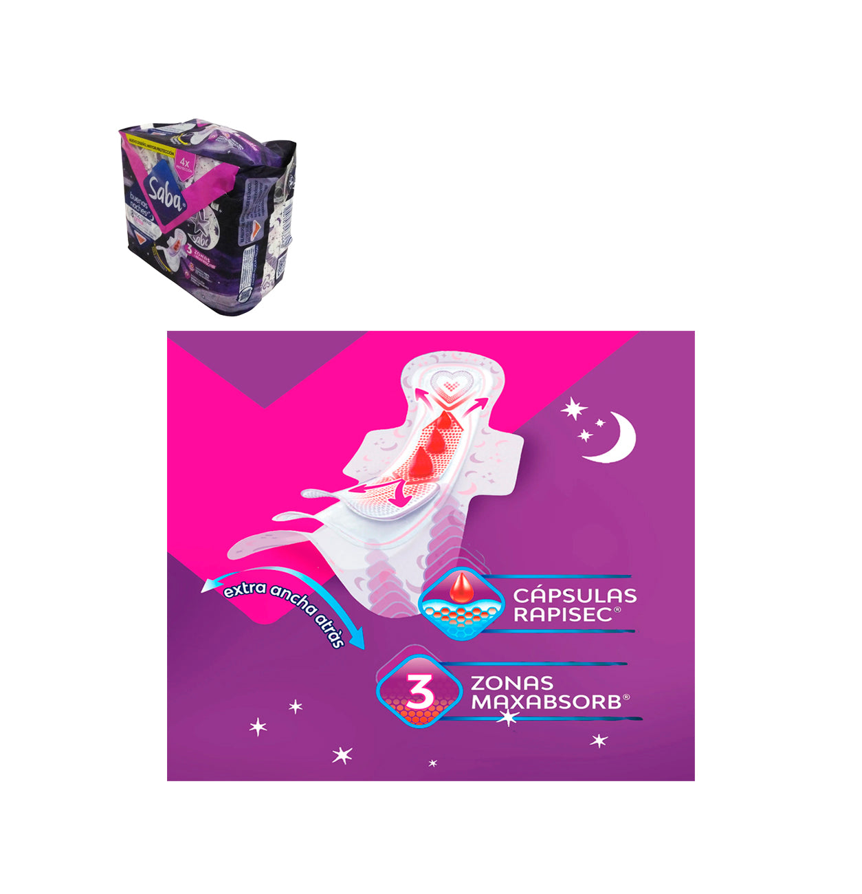 Toallas Sanitarias Con Alas Nocturnas 8PCS