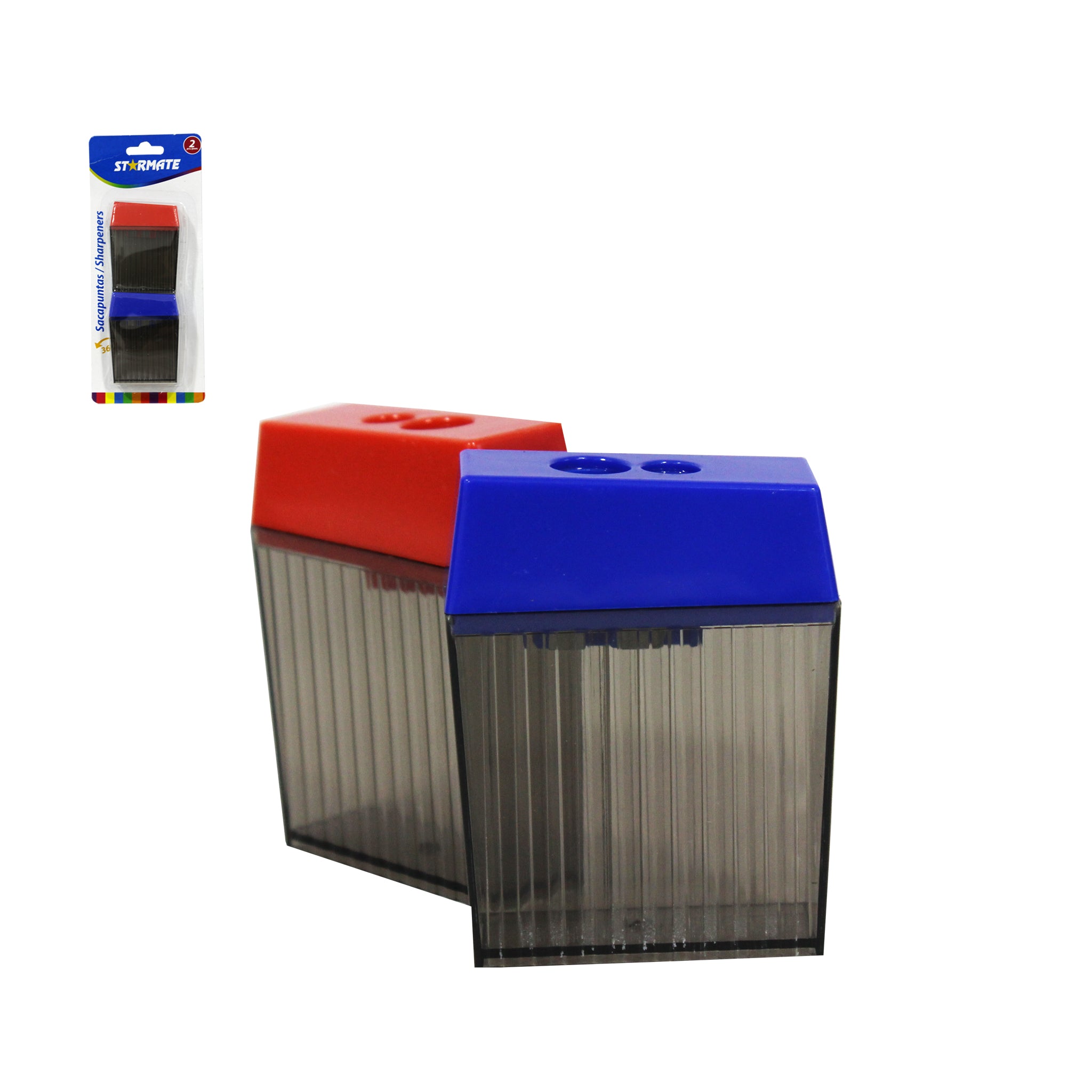 Sacapuntas Plástico Con Recipiente 2PCS (2 HUECO)