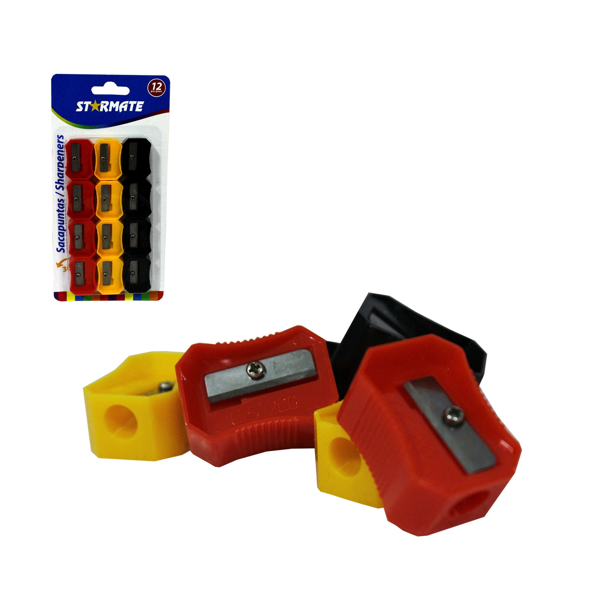 Sacapuntas Plásticos 12PCS  (1 Hueco)
