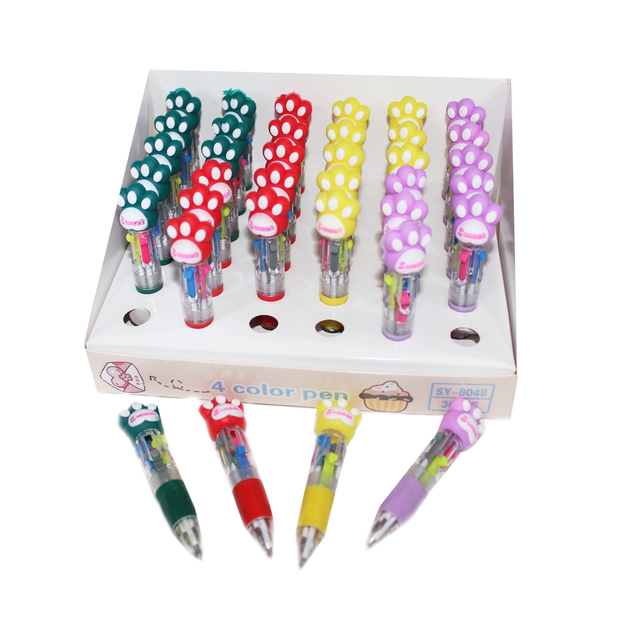 Bolígrafo Chico 6 Colores Con Diseño (Patita De Gato)