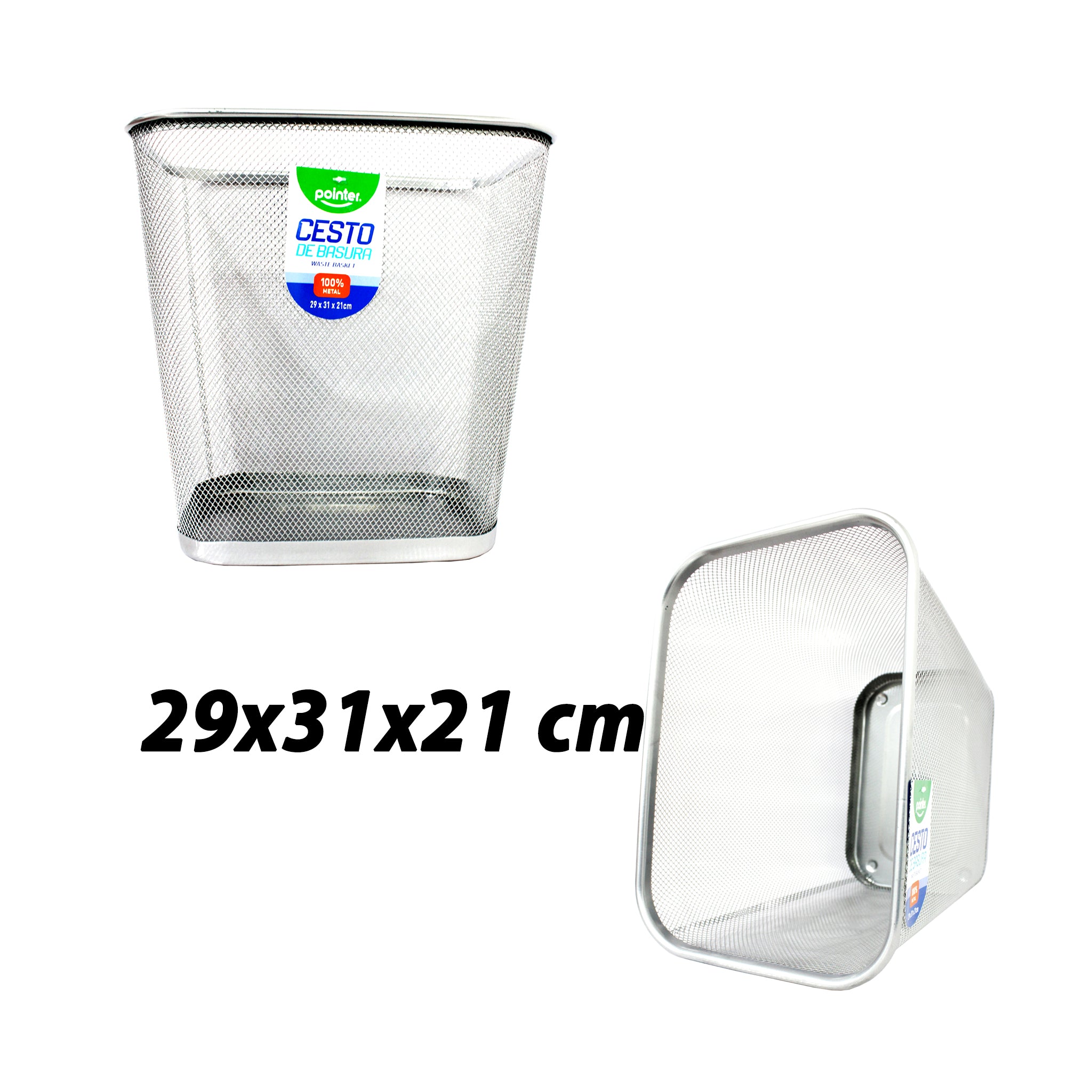 Cesto Para Basura De Metal Plateado 29X31X21CM (Rectangular)