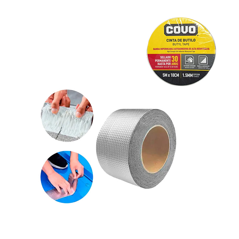 Cinta De Butilo 5M X 10CM 1.5MM Espesor