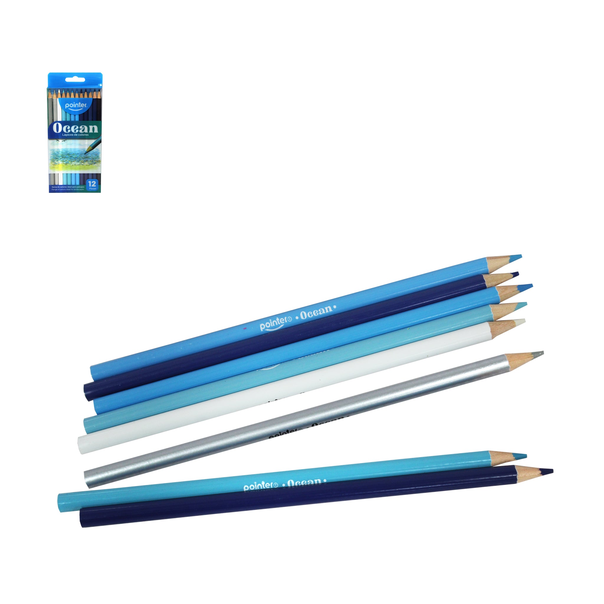 Lápices De Colores Azul Océano 12PCS