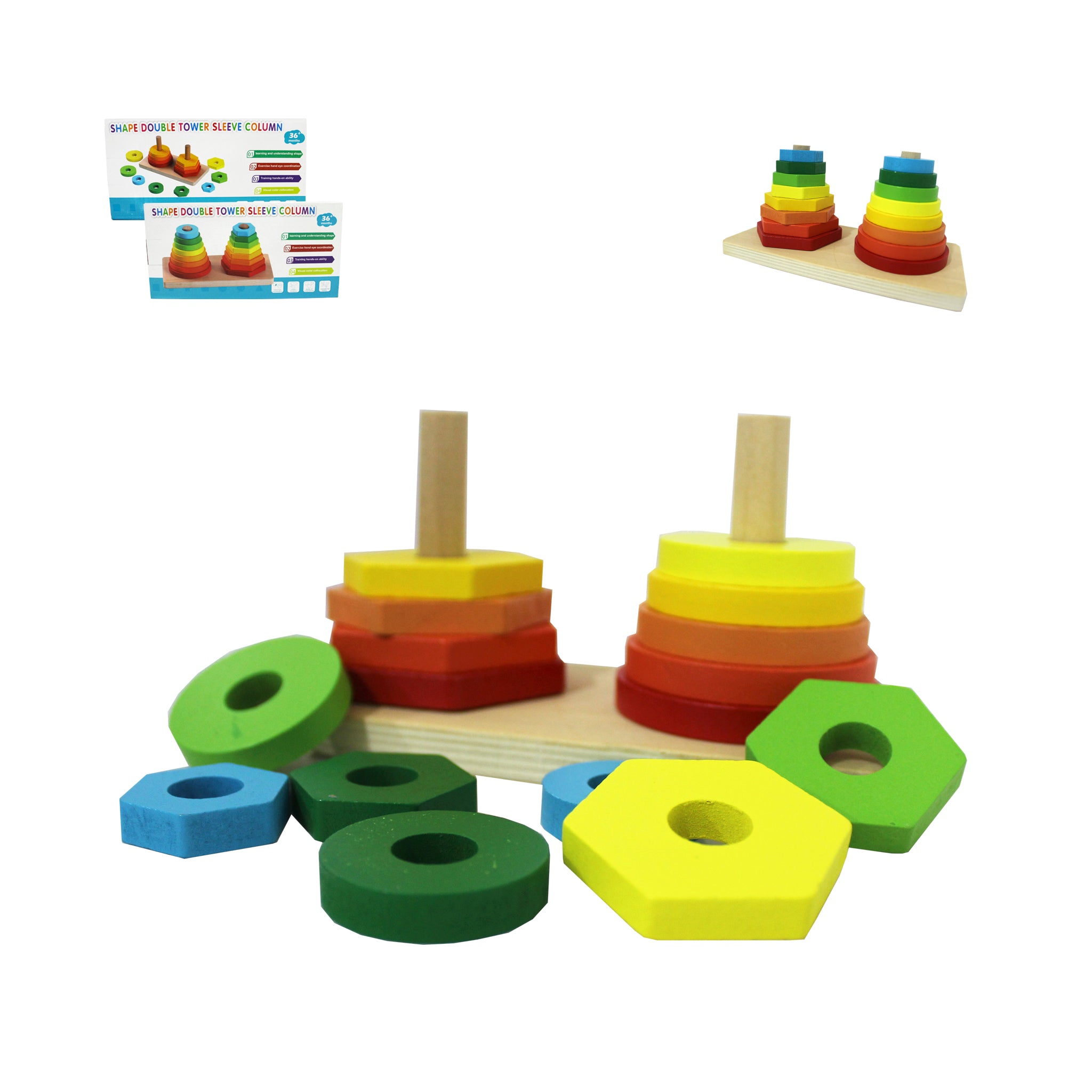 Apilador De Madera Con Figuras Redondas Y Ovaladas