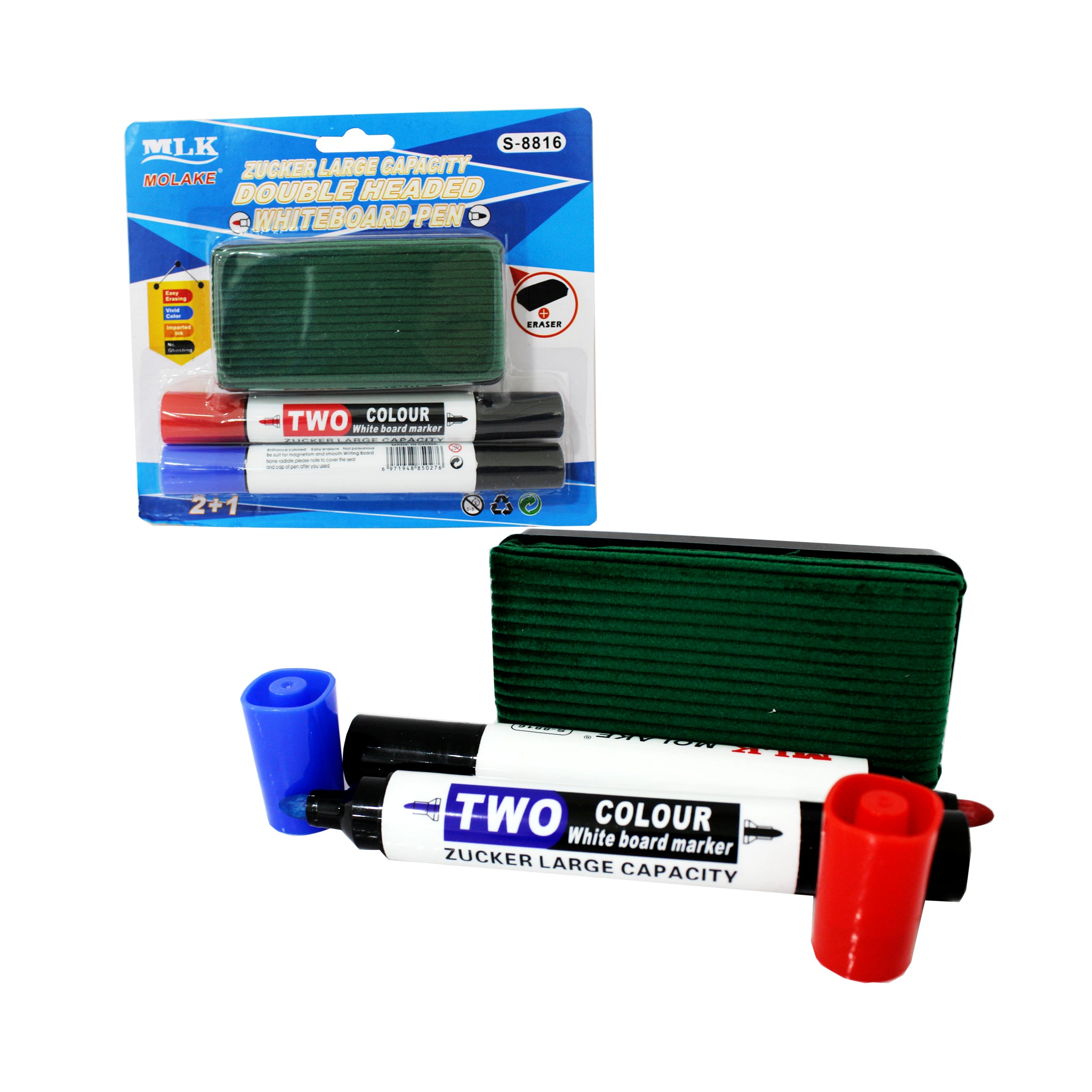Marcadores Doble Punta Y Borrador Para Pizarra 3PCS