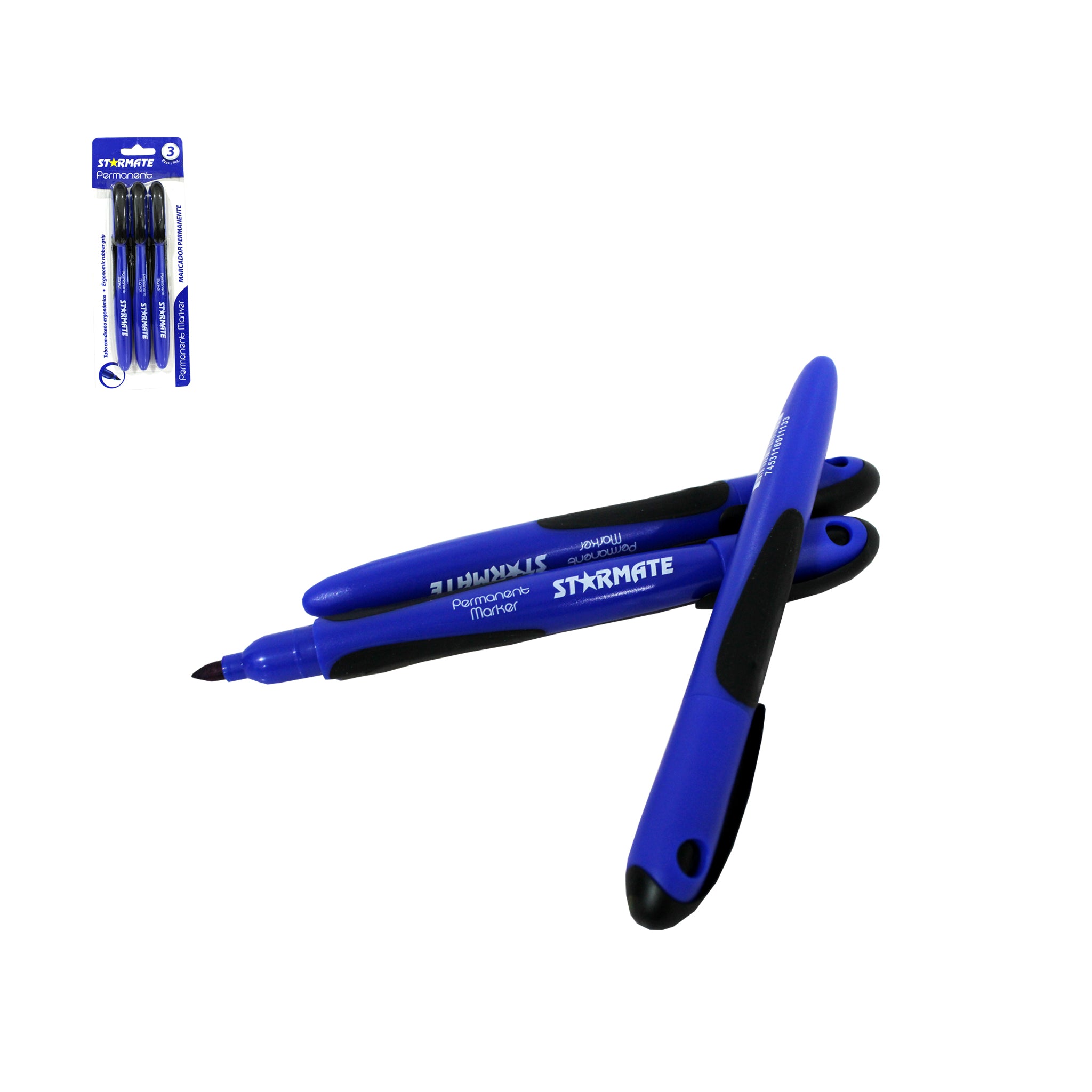 Marcador Permanente Azul 3PCS