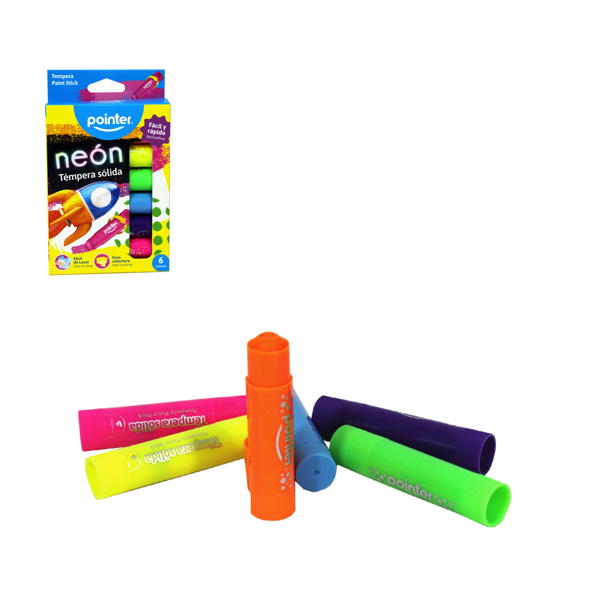Tempera Solida Colores Neón 6PCS