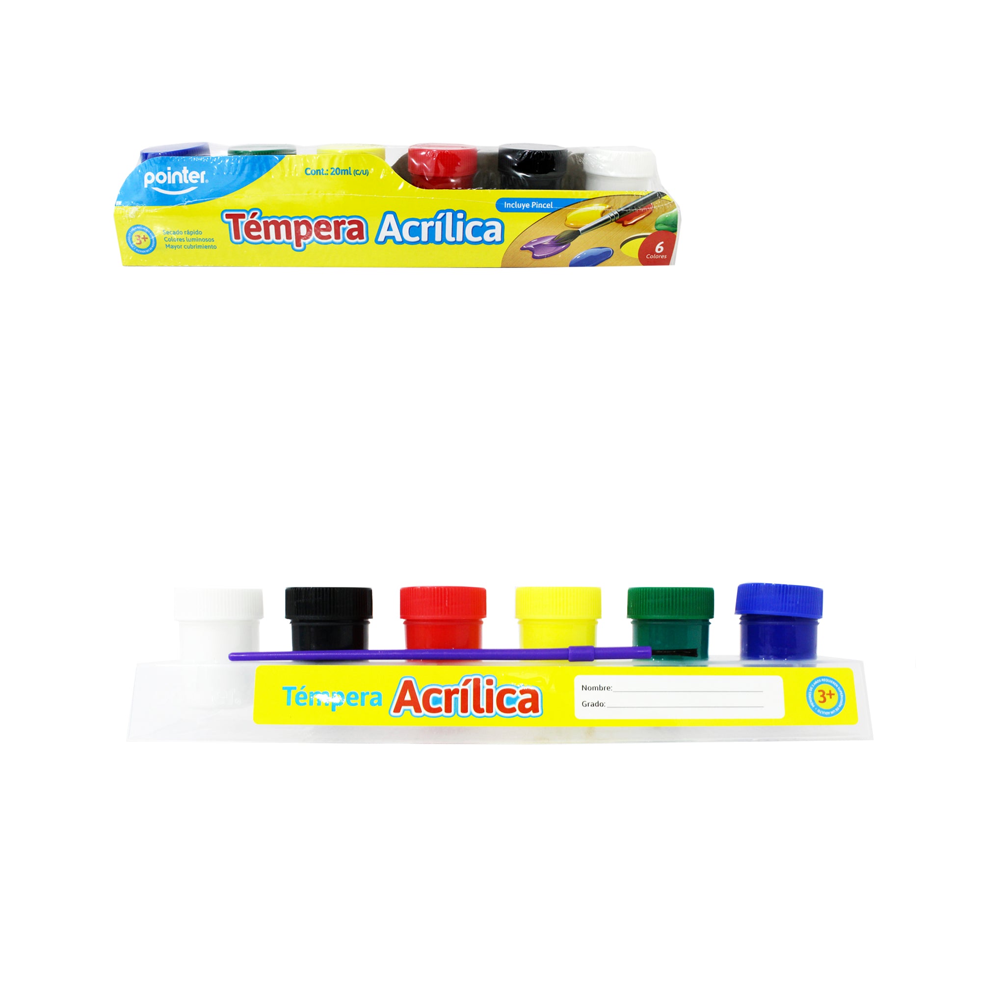 Tempera Acrílica Con Pincel 6 COLORES