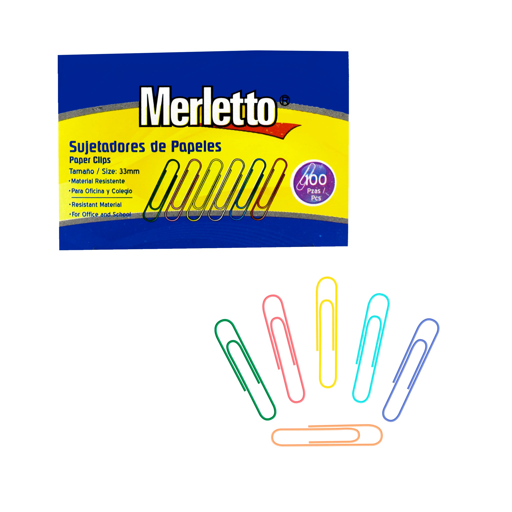 Sujetadores De Papel Colores Surtidos 33MM 100PCS