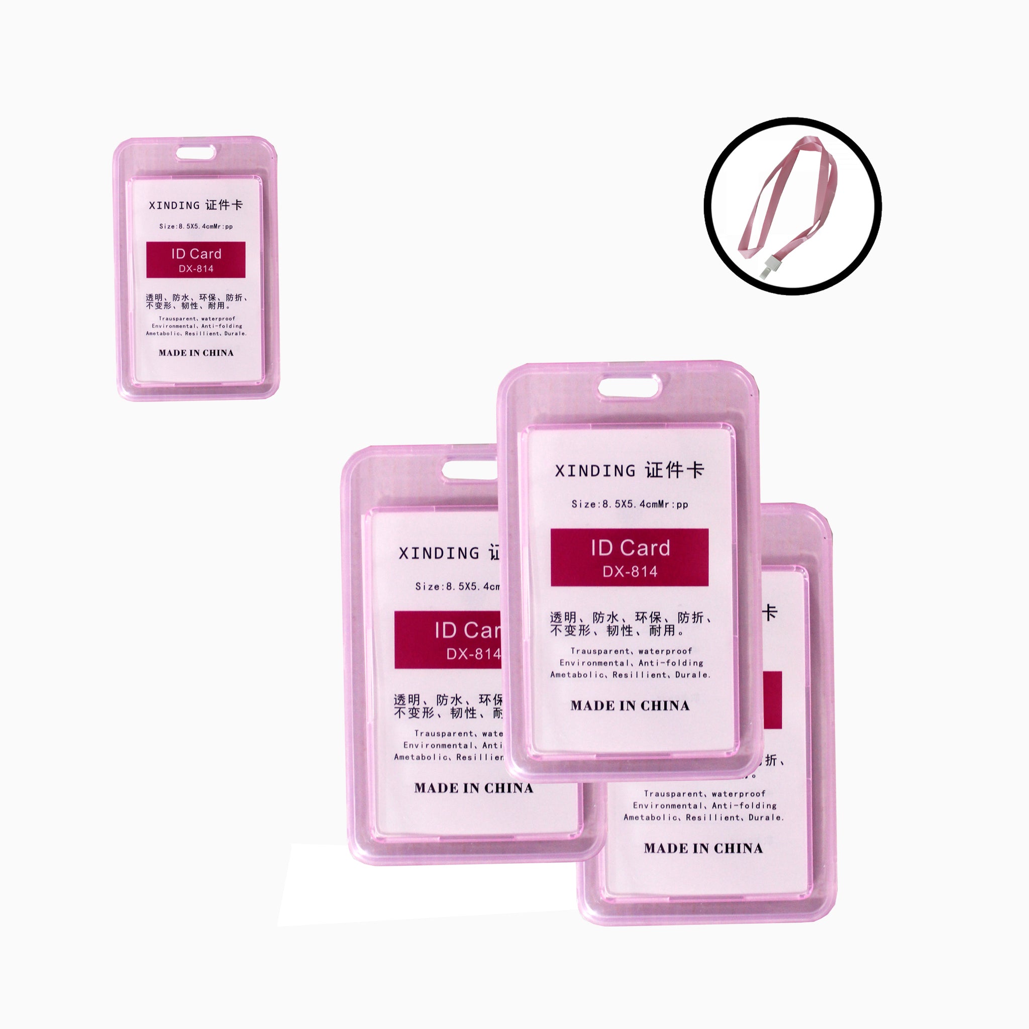 Porta Carnet  Rosado Con Cordón 85X54MM (Vertical)